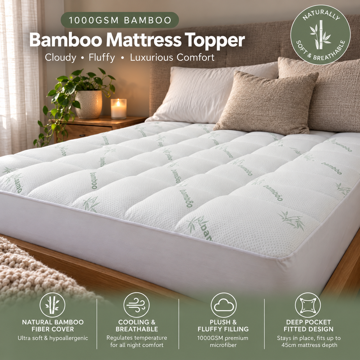Bamboo Mattress Topper