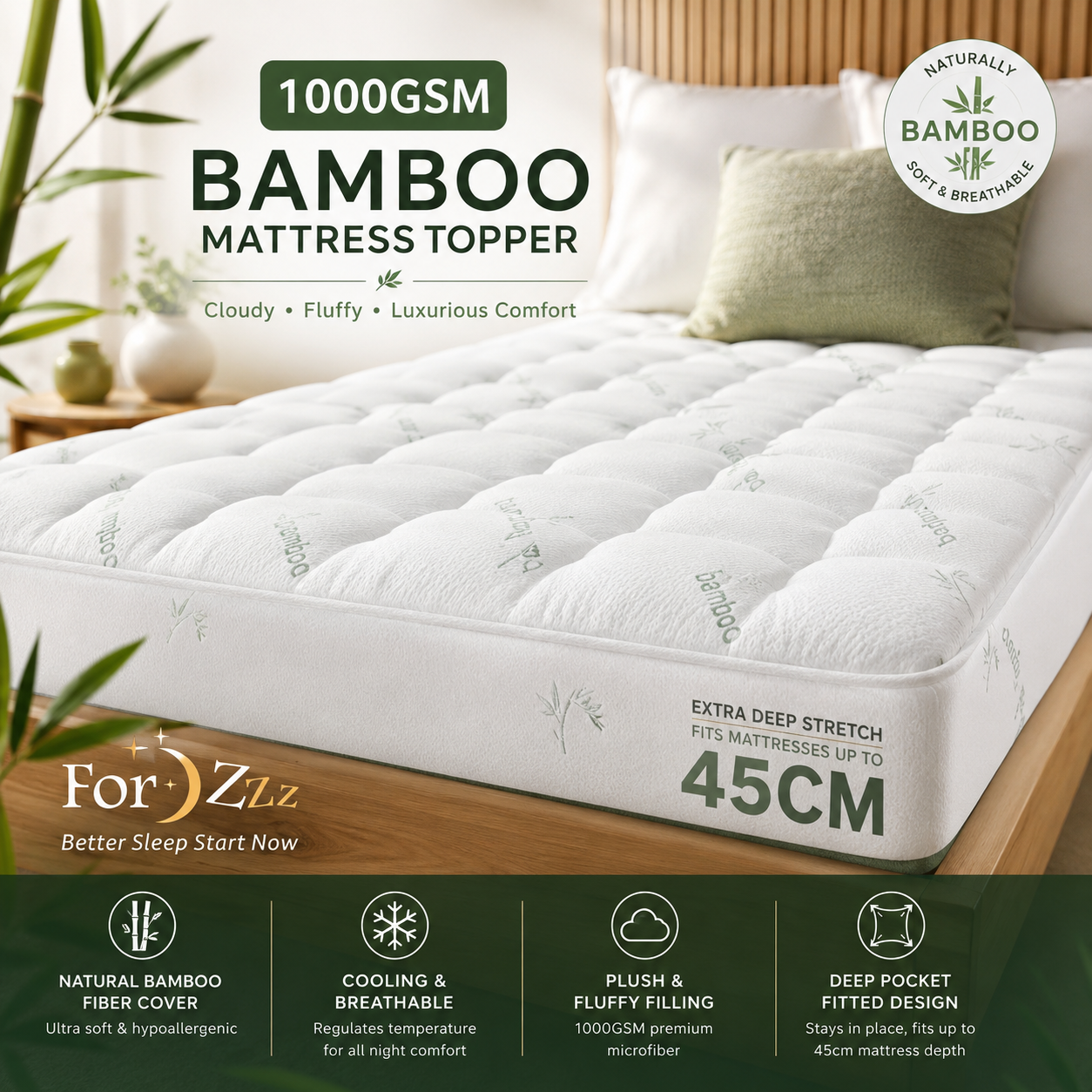 Bamboo Mattress Topper